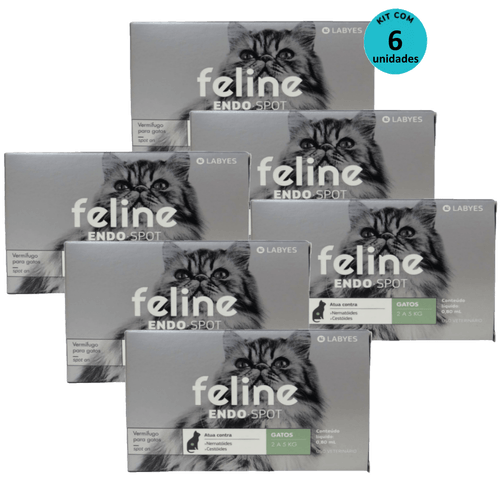 Vermífugo Feline EndoSpot P/ Gatos de 2 a 5kg 0,80ml Kit com 6 unid.
